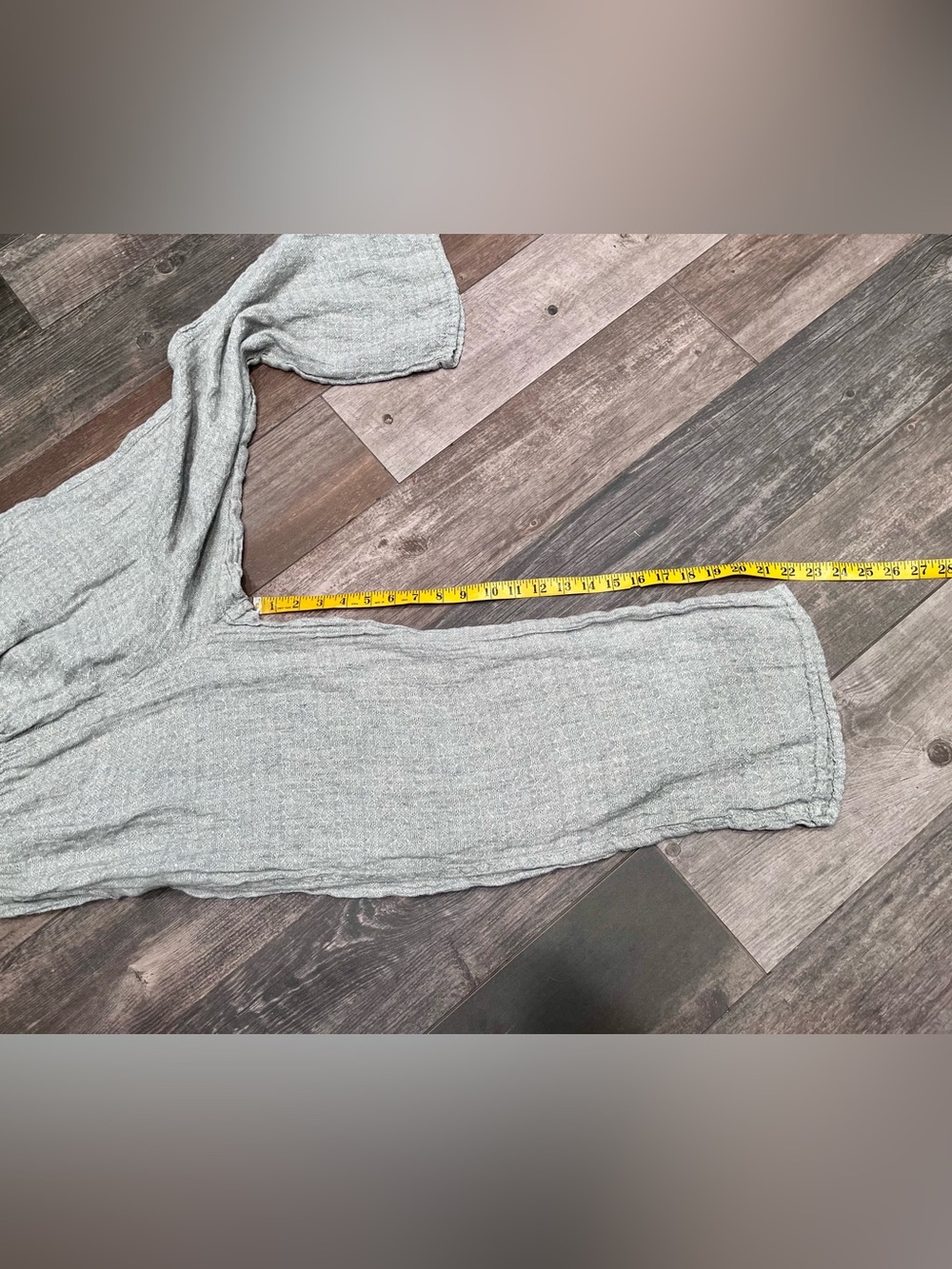 Flax 100% Linen Textured Wide-Leg Pants Sz S Gray/beige Pockets Lagenlook Boho - Picture 6 of 8